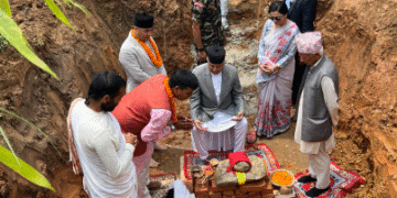 President Paudel lays foundation for Bhanu Literary Park in Tanahu