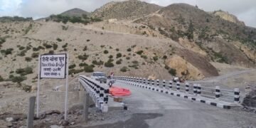 Motorable bridge constructed over Thini rivulet in Mustang