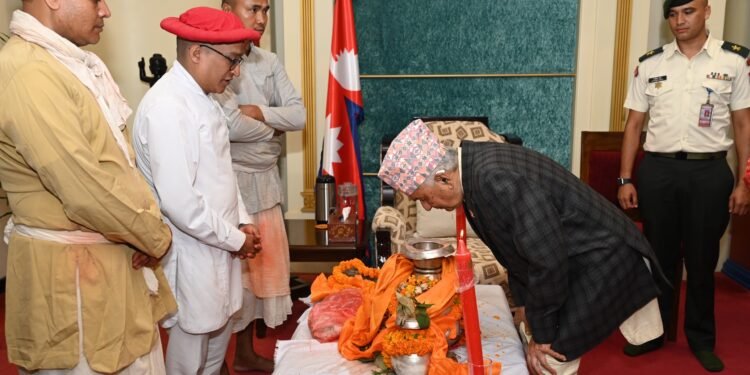 President Paudel receives Changunarayan ‘Prasad’