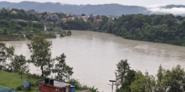 Seti River in Pokhara creates lake, security surveillance increased in Ramghat area