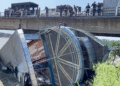 Washed away mini-cruise ship remains stuck at Narayani Bridge