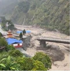 Kaligandaki washes away a bridge