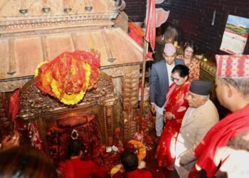 President Paudel visits nine major goddess shrines on Maha Ashtami