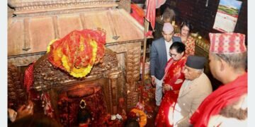 President Paudel visits nine major goddess shrines on Maha Ashtami
